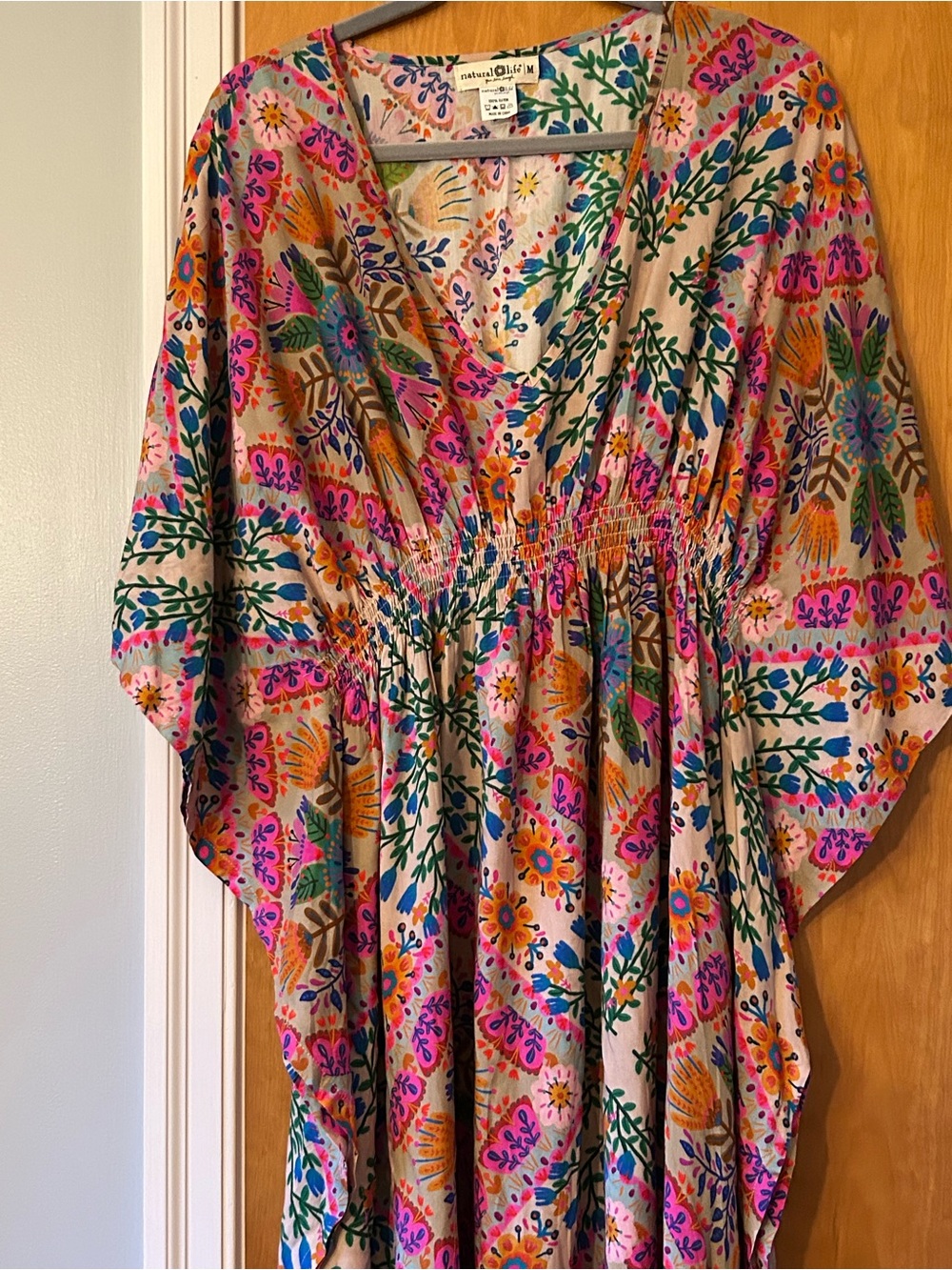 Colorful boho maxi dress M Floral V-Neck Women’s Dress by natural life